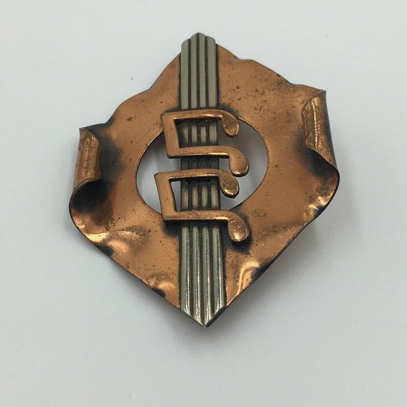 Bronze BROOCH Music Staff with Double Notes - Picture 5 of 7